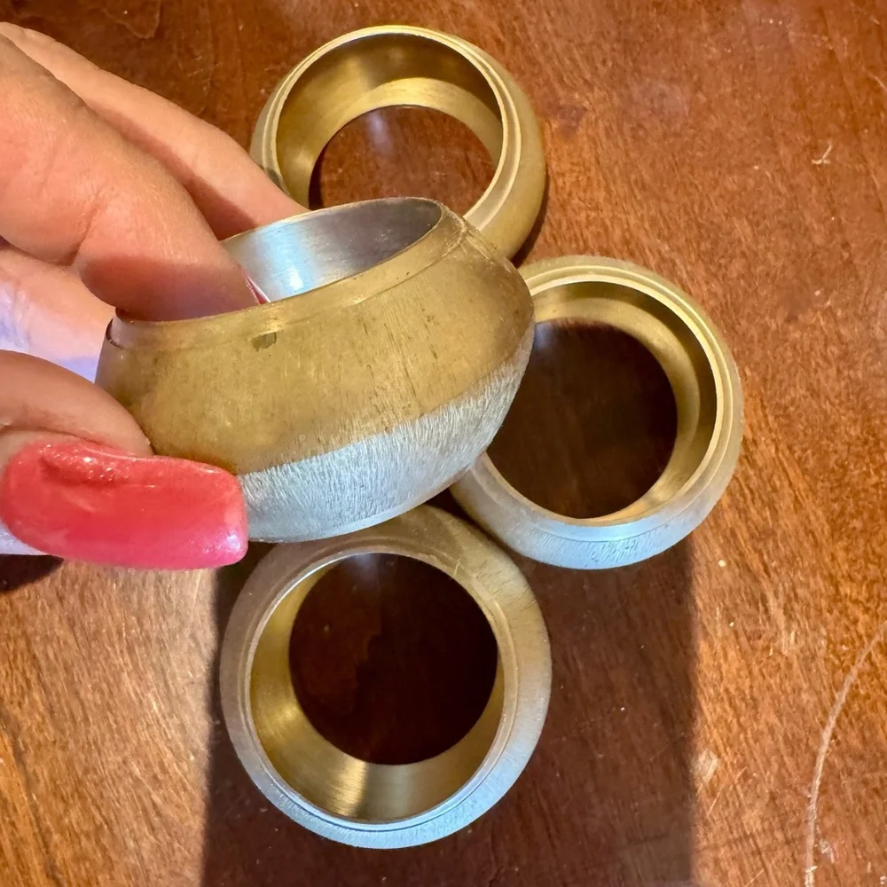 Vintage Pier 1 Brushed Metal Gold Napkin Rings (set of 4)